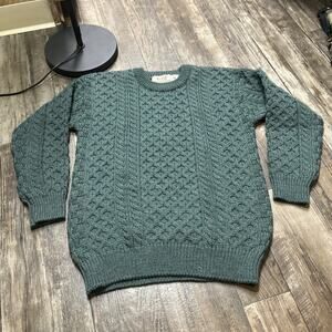 Aran Sweater Market Wool Cable Knit Sweater Men M Fisherman Made in Ireland
